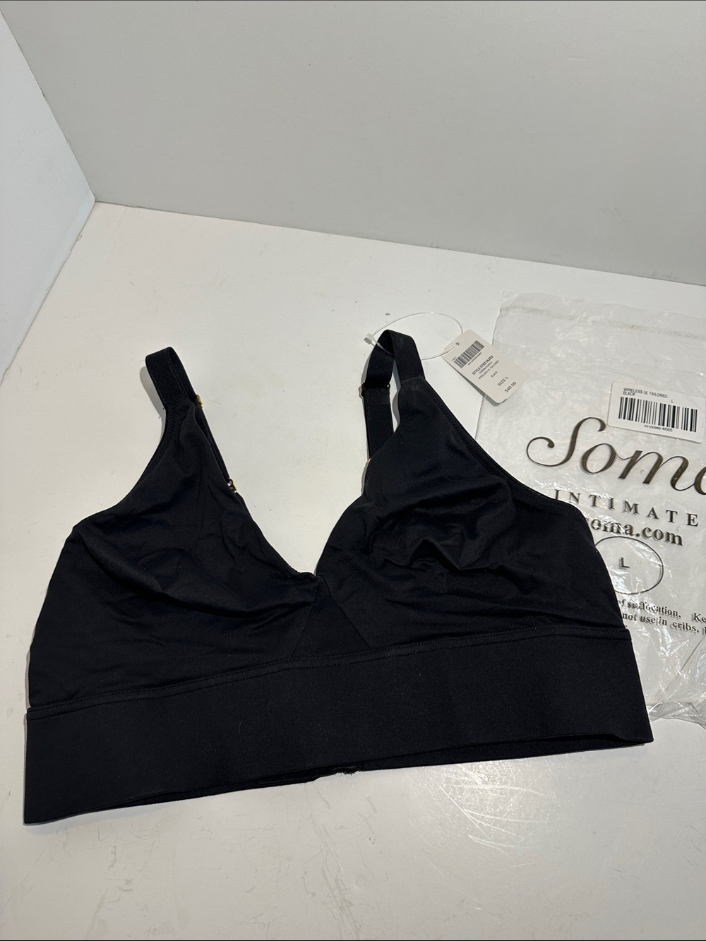 Soma Black Wireless Bralette with Adjustable Straps Large NWT